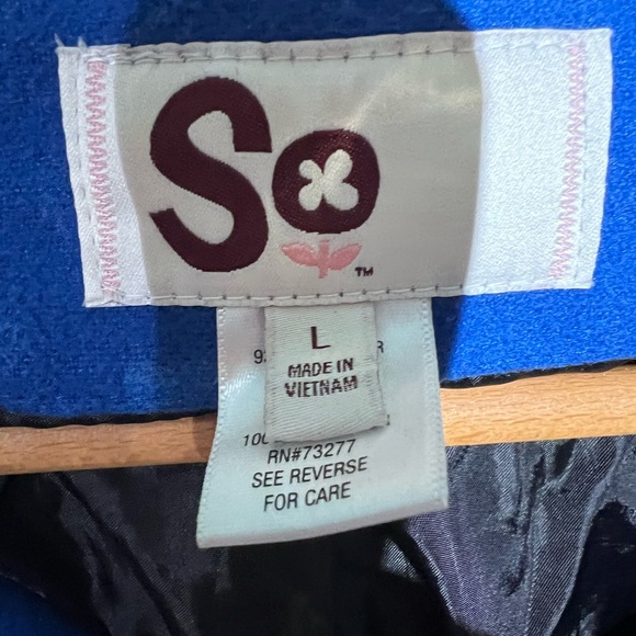 SO size Large juniors hooded button double breasted pea coat Blue - Picture 7 of 7